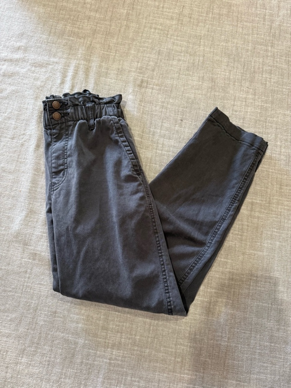 High Waist Paperbag Pants - Charcoal